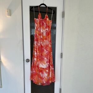 Nicole Miller Floral Pink and Orange Maxi Dress NWOT
